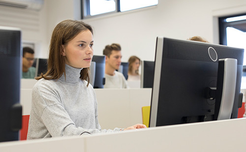 Studierende arbeiten im PC-Raum